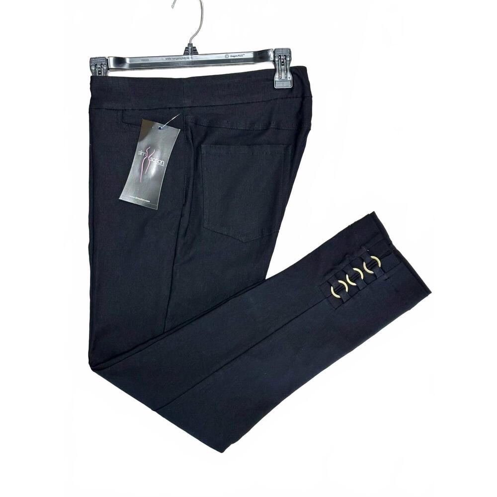 NEW SLIMSATION BY MULTIPLES women's down the road pants in black